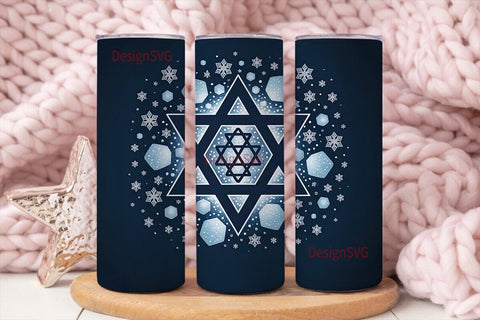 Hanukkah Star of David 20oz Tumbler Sublimation DesignSVG 