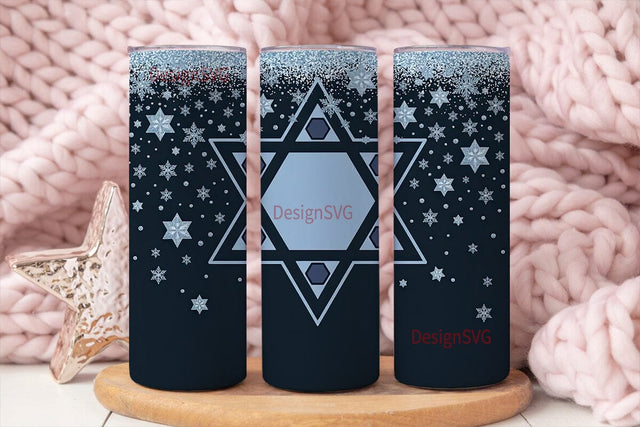 Hanukkah Star of David 20oz Tumbler Sublimation DesignSVG 
