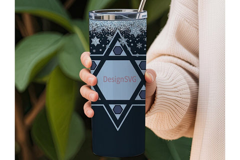 Hanukkah Star of David 20oz Tumbler Sublimation DesignSVG 