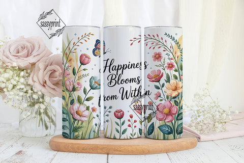 Happiness Blooms Tumbler Wrap Sublimation sassyprint 