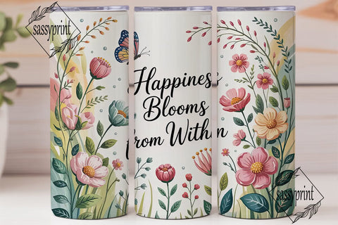 Happiness Blooms Tumbler Wrap Sublimation sassyprint 
