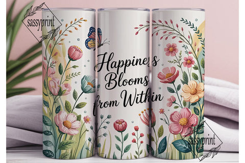 Happiness Blooms Tumbler Wrap Sublimation sassyprint 