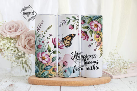 Happiness Blooms Tumbler Wrap Sublimation sassyprint 