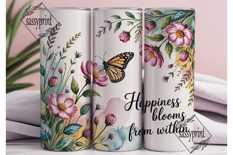 Happiness Blooms Tumbler Wrap Sublimation sassyprint 