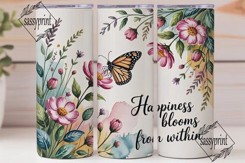 Happiness Blooms Tumbler Wrap Sublimation sassyprint 