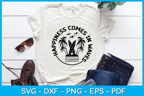 Happiness Comes In Waves Summer Vacation SVG PNG PDF Cut File SVG Creativedesigntee 