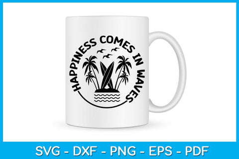 Happiness Comes In Waves Summer Vacation SVG PNG PDF Cut File SVG Creativedesigntee 