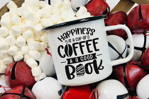 Happiness is A Cup of Coffee & A Good Book, Reading SVG SVG CraftLabSVG 
