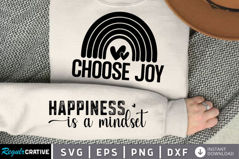 Happiness is a mindset Sleeve SVG, Boho Inspirational SVG, Love Yourself SVG, Positive Quotes SVG Design SVG Regulrcrative 