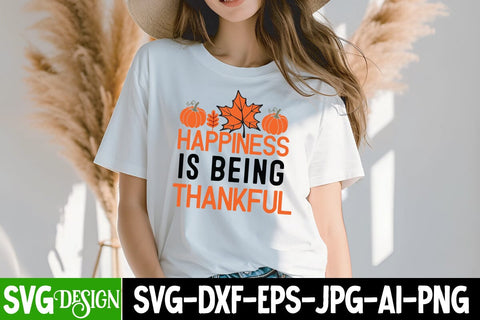 Happiness is Being Thankful SVG Cut File, Happiness is Being Thankful Sublimation PNG SVG BlackCatsMedia 