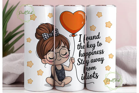 Happiness Quote Girl Tumbler Wrap Sublimation PixelChick 