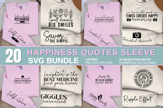 Happiness Quotes Sleeve SVG Design Bundle SVG Designangry 