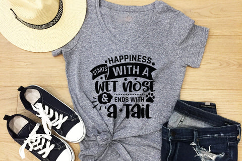Happiness Starts with a Wet Nose - Dog Quote SVG SVG CraftLabSVG 