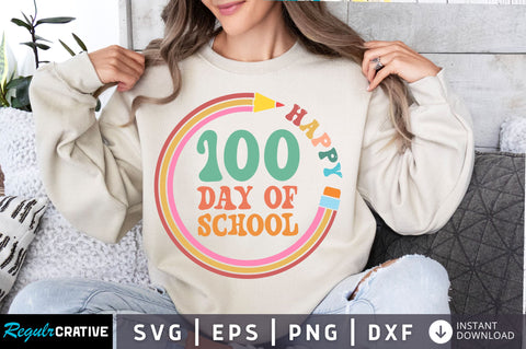 happy 100 day of school svg Design SVG Regulrcrative 