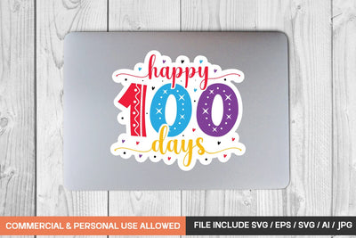 Happy 100 Days Sticker Svg Design SVG designmaster24 