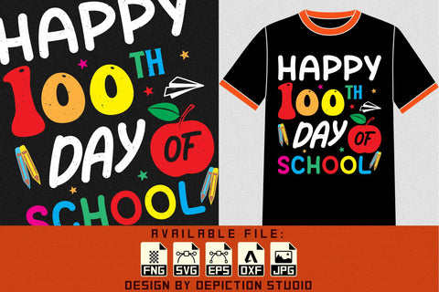 Happy 100th Day Of School T-Shirt, Back To School Kids Shirt, Kindergarten Shirt Print Template Sketch DESIGN Depiction Studio 