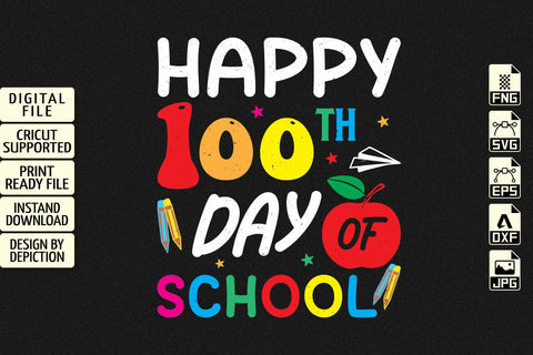 Happy 100th Day Of School T-Shirt, Back To School Kids Shirt, Kindergarten Shirt Print Template Sketch DESIGN Depiction Studio 