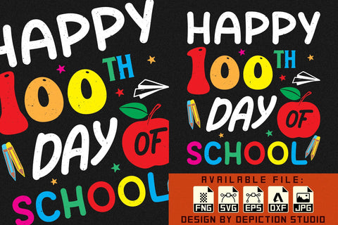 Happy 100th Day Of School T-Shirt, Back To School Kids Shirt, Kindergarten Shirt Print Template Sketch DESIGN Depiction Studio 