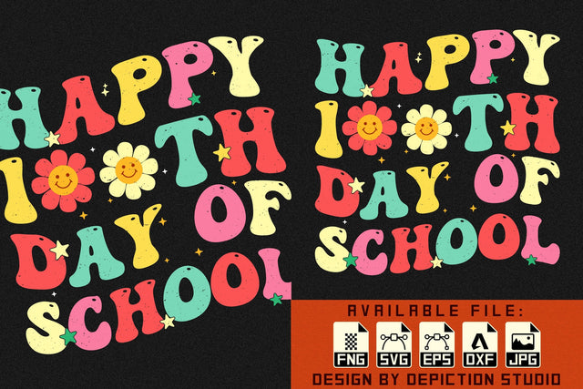 Happy 100th Day Of School T-Shirt, Back To School Shirt, Kindergarten Shirt, 100 Days School Shirt Print Template Sketch DESIGN Depiction Studio 
