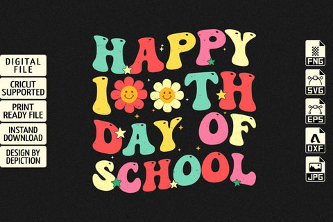 Happy 100th Day Of School T-Shirt, Back To School Shirt, Kindergarten Shirt, 100 Days School Shirt Print Template Sketch DESIGN Depiction Studio 