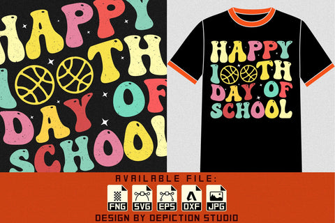 Happy 100th Day Of School T-Shirt, Backto School Shirt, KIds Shirt, Kindergarten Kids Shirt, 100th Day Of School Shirt Print Template Sketch DESIGN Depiction Studio 