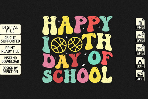 Happy 100th Day Of School T-Shirt, Backto School Shirt, KIds Shirt, Kindergarten Kids Shirt, 100th Day Of School Shirt Print Template Sketch DESIGN Depiction Studio 