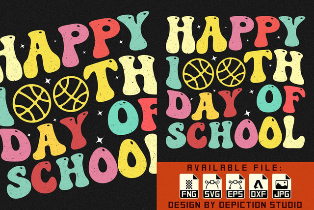 Happy 100th Day Of School T-Shirt, Backto School Shirt, KIds Shirt, Kindergarten Kids Shirt, 100th Day Of School Shirt Print Template Sketch DESIGN Depiction Studio 
