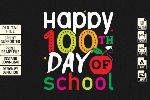 Happy 100th Day Of School T-Shirt, Pre-K Shirt, 100th Day Of School Shirt, Pre Kindergarten Shirt Print Template Sketch DESIGN Depiction Studio 