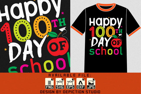 Happy 100th Day Of School T-Shirt, Pre-K Shirt, 100th Day Of School Shirt, Pre Kindergarten Shirt Print Template Sketch DESIGN Depiction Studio 