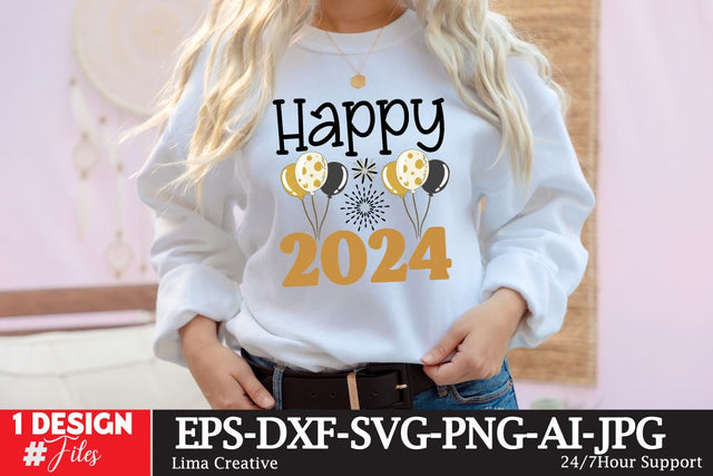 Happy 2024 SVG Cut File,Happy New Year ,New Year Sublimation ,New Year T-shirt Design, New Year Retro ,New Year Clip Art,NEw Year SVG Bundle SVG Insomnia Std 