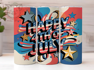 Happy 4th Abstract 20oz Tumbler, Abstract Flag Wrap, Patriotic USA Design, Independence Day Sublimation, July Fourth Abstract, 20oz Tumbler Wrap, PNG Tumbler Design Sublimation Lara' s Designs 