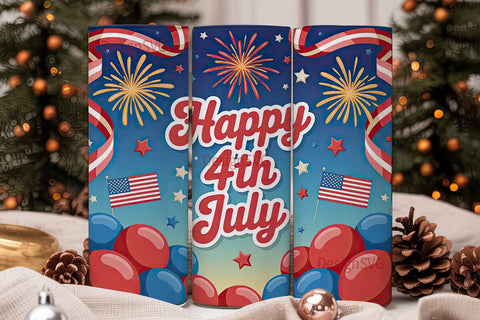 Happy 4th July 20oz Tumbler Wrap Sublimation DesignSVG 