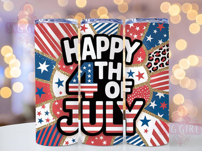 Happy 4th July Design 20oz Tumbler, USA Flag Wrap, Sublimation Gift, Patriotic Mug, 20oz Tumbler Design, Happy 4th of July Graphic, American Pride Theme Sublimation SvggirlplusArt 