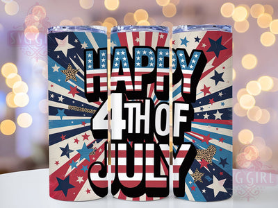Happy 4th July Design 20oz Tumbler, USA Flag Wrap, Sublimation Gift, Patriotic Mug, 20oz Tumbler Design, Happy 4th of July Graphic, American Pride Theme Sublimation SvggirlplusArt 