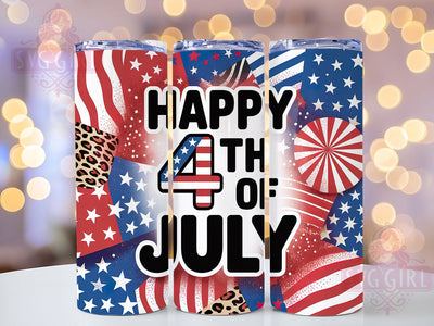 Happy 4th July Design 20oz Tumbler, USA Flag Wrap, Sublimation Gift, Patriotic Mug, 20oz Tumbler Design, Happy 4th of July Graphic, American Pride Theme Sublimation SvggirlplusArt 
