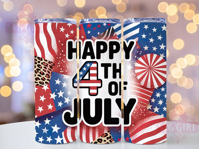 Happy 4th July Design 20oz Tumbler, USA Flag Wrap, Sublimation Gift, Patriotic Mug, 20oz Tumbler Design, Happy 4th of July Graphic, American Pride Theme Sublimation SvggirlplusArt 