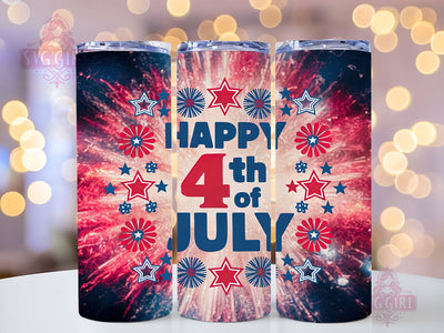 Happy 4th of July 20oz Tumbler Wrap Sublimation Design, Straight Tapered Tumbler Wrap, 4th of July Tumbler Png, Instant Digital Download Sublimation SvggirlplusArt 