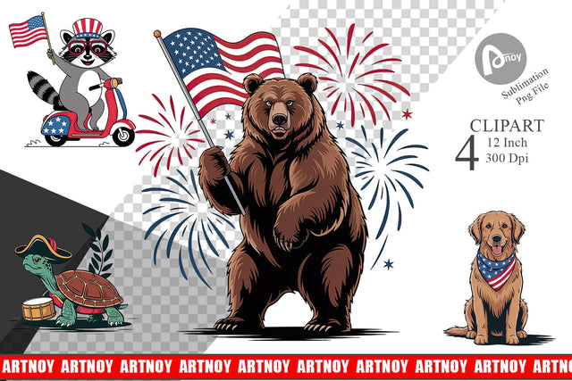 Happy 4th of July Clipart Sublimation artnoy 
