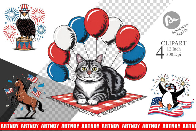 Happy 4th of July Clipart Sublimation artnoy 