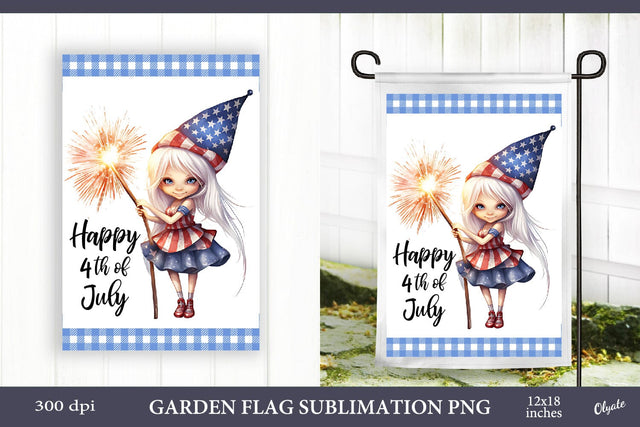 Happy 4th of July Garden Flag PNG. Patriotic Garden Flag PNG Sublimation Olga Terlyanskaya 
