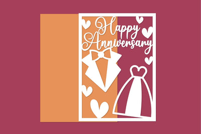 Happy Anniversary, Anniversary Card Papercut SVG zafrans studio 