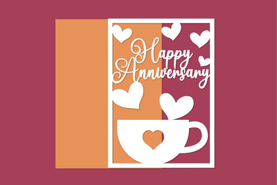 Happy Anniversary, Anniversary Card Papercut SVG zafrans studio 