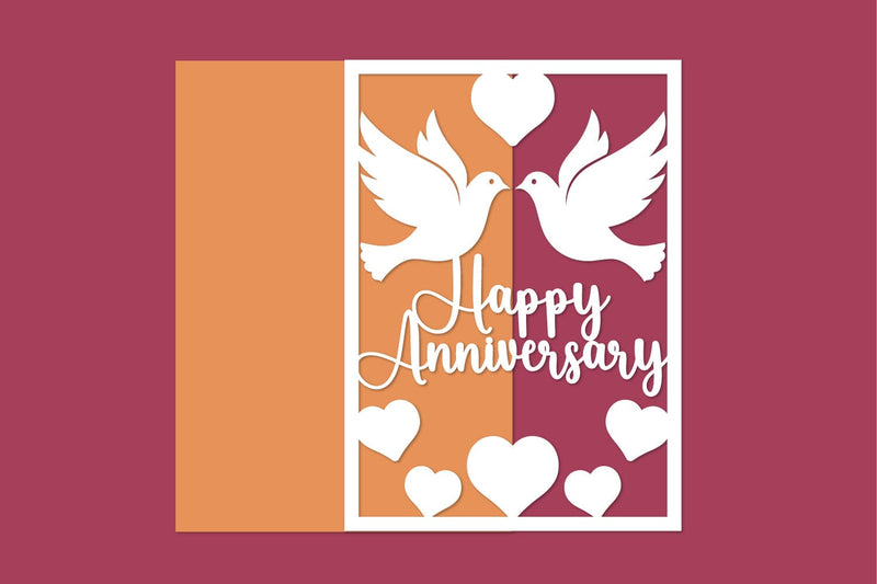 Happy Anniversary, Anniversary Card Papercut SVG zafrans studio 