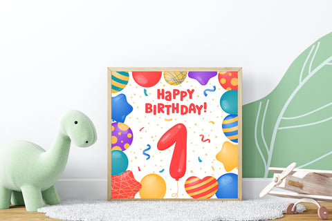 Happy Birthday 1 year Printable Card | First BDay Greetings Sublimation AnnaViolet_store 