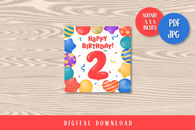 Happy Birthday 2 years Printable Card | Second BDay Greeting Sublimation AnnaViolet_store 