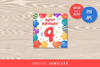Happy Birthday 4 years Printable Card | Fourth BDay Greeting Sublimation AnnaViolet_store 