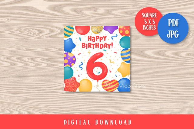 Happy Birthday 6 years Printable Card | Sixth BDay Greeting Sublimation AnnaViolet_store 