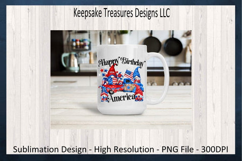 Happy Birthday America, 4th of July Gnome Truck Sublimation PNG Digital Download Sublimation Keepsake Treasures Designs LLC. 