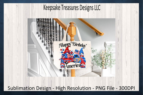 Happy Birthday America, 4th of July Gnome Truck Sublimation PNG Digital Download Sublimation Keepsake Treasures Designs LLC. 