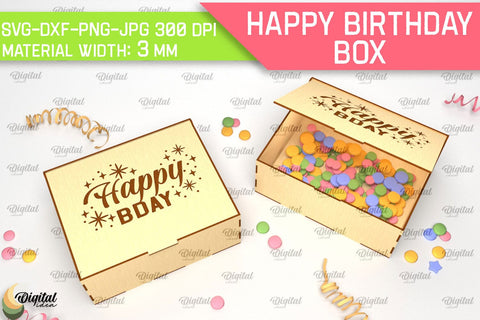 Happy Birthday Boxes Laser Cut Bundle. Decorative Wooden Gift Boxes SVG SVG Evgenyia Guschina 